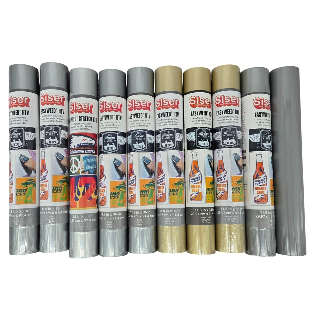 Siser NEW 11.8x36 Heat Transfer Vinyl HTV 3-Vegas Gold 5-Silver Metallic 2-Gray